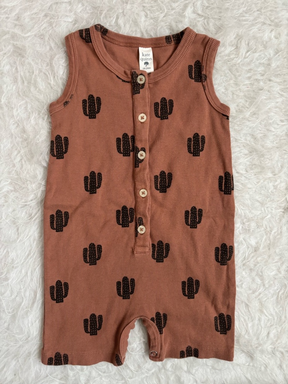 kate quinn Organic Cotton Western Rust Cactus AOP Baby Romper